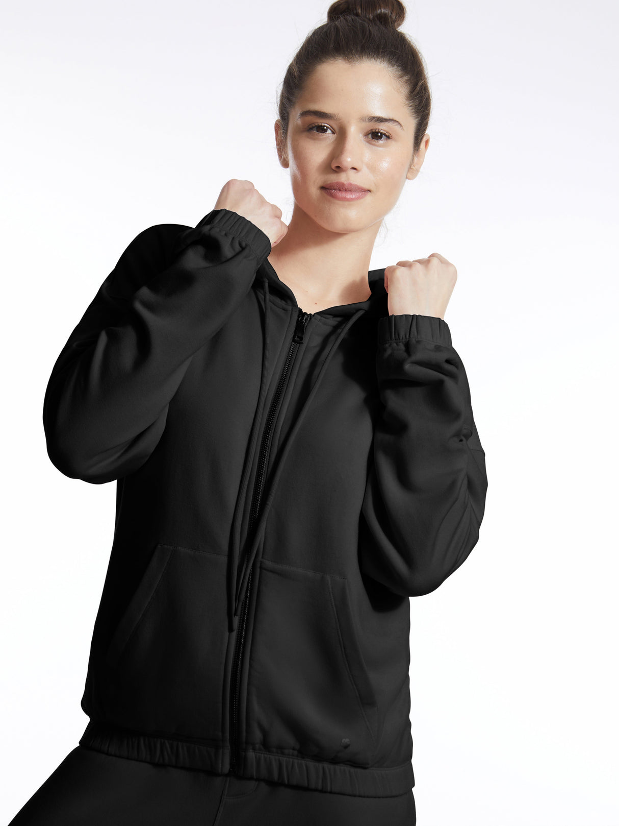 Long Sleeve Zip Front Fleece Hoodie