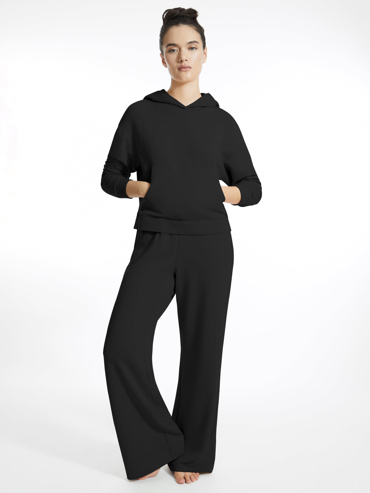 Long Sleeve Fleece Crop Pullover Hoodie