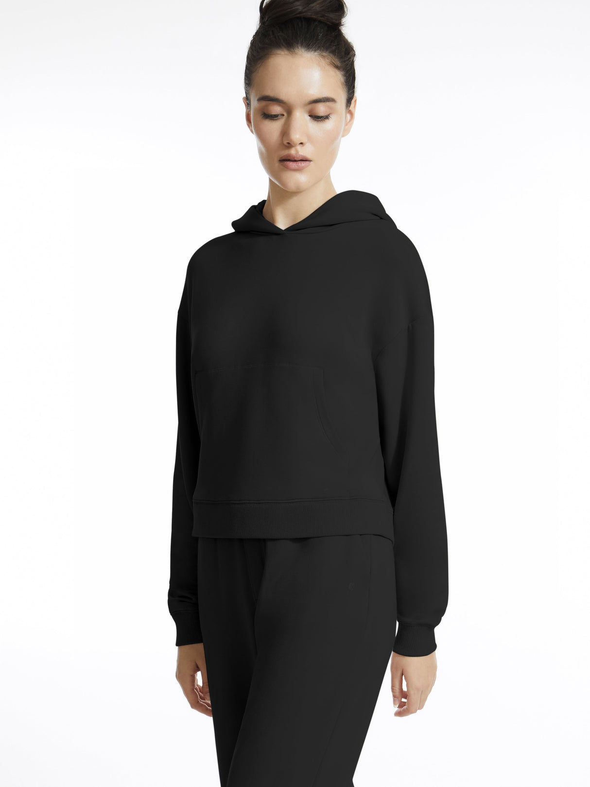 Long Sleeve Fleece Crop Pullover Hoodie