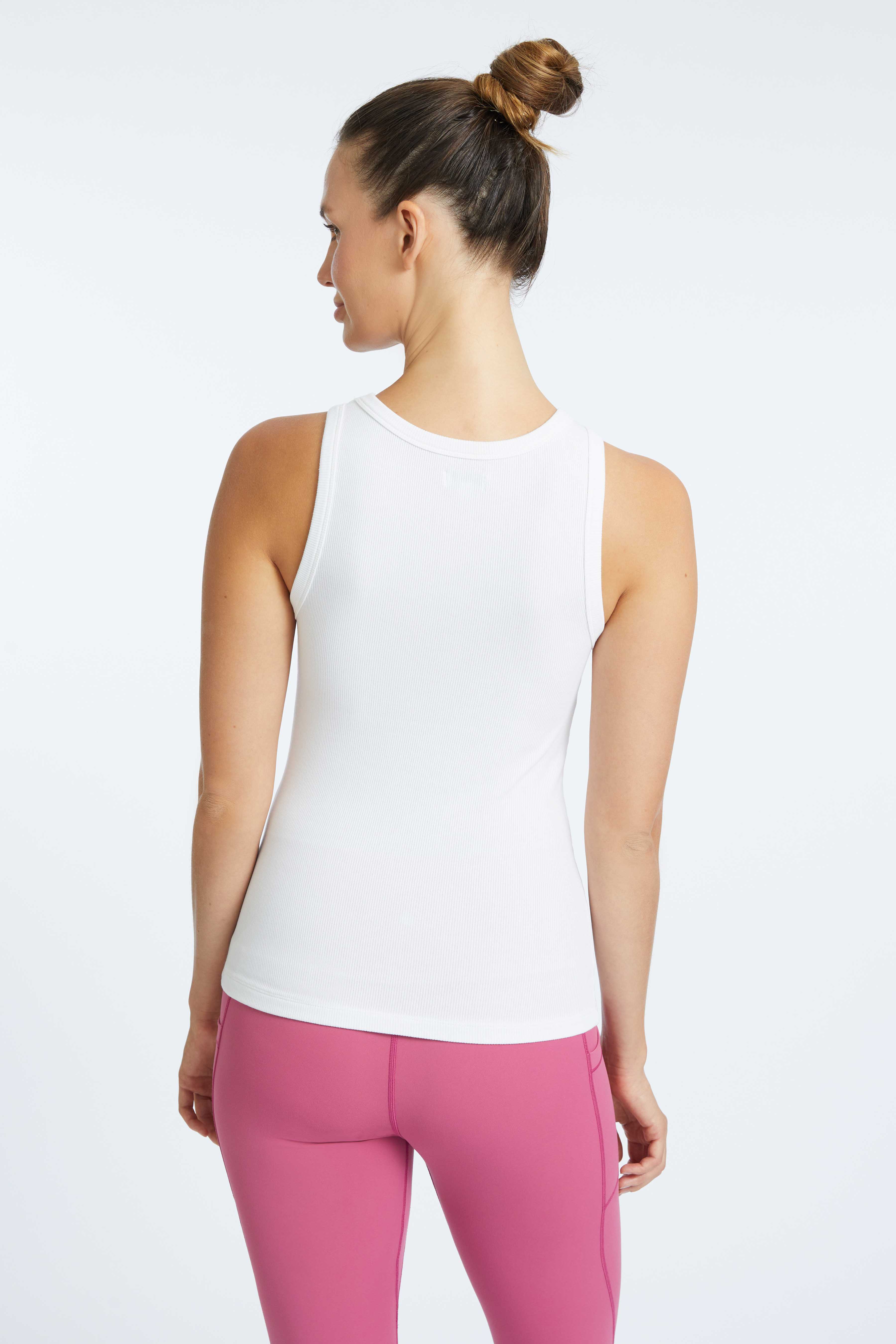 YogaWorks Rib Tank in Optic White – Lightweight & Breathable